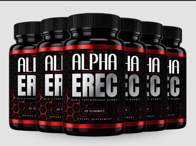 A group of AlphaErec gummy supplement bottles